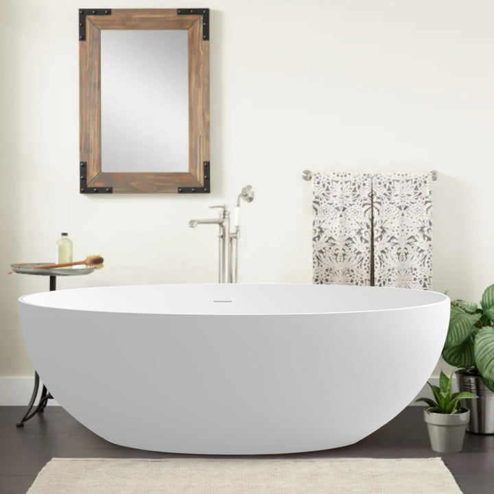 67" Artificial Stone Solid Surface Freestanding Bathroom Bathtub