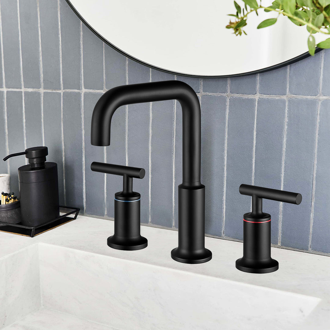 8 in. Widespread 2-Handle Bathroom Faucet with Supply Lines in Matte Black