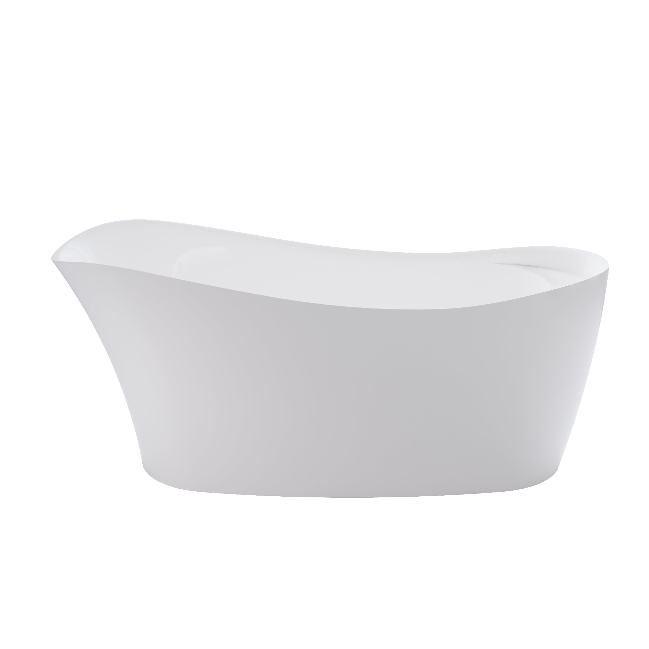 69" Freestanding Glossy White Acrylic Bathtub with Slotted Overflow and Drainer