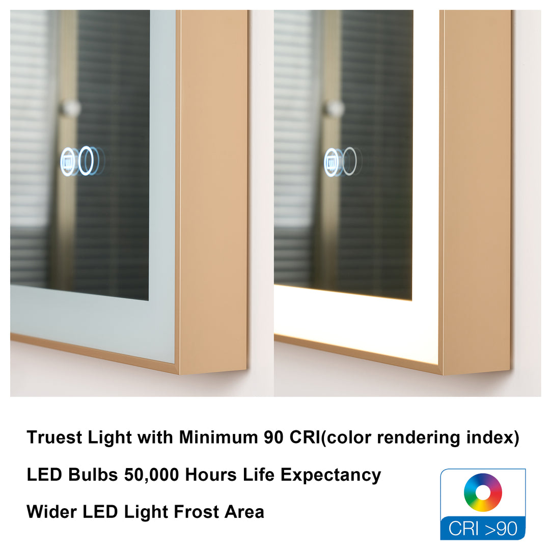 40 in. W x 32 in. H Aluminium Framed Rectangular LED Light Bathroom Vanity Mirror