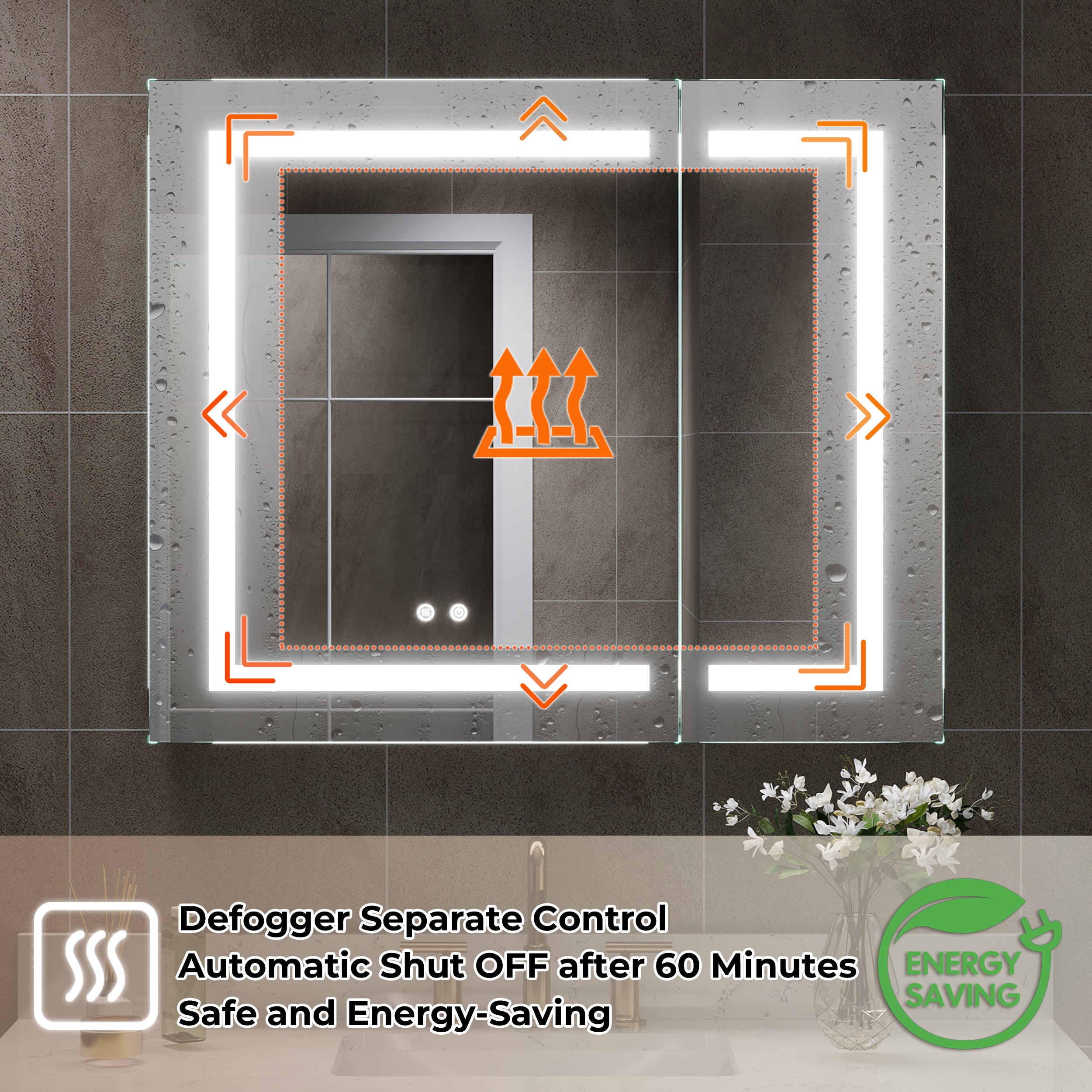 36 in. x 30 in. LED Lighted Surface/Recessed Mount Aluminum Mirror Medicine Cabinet Anti-Fog Dimmable with Outlet
