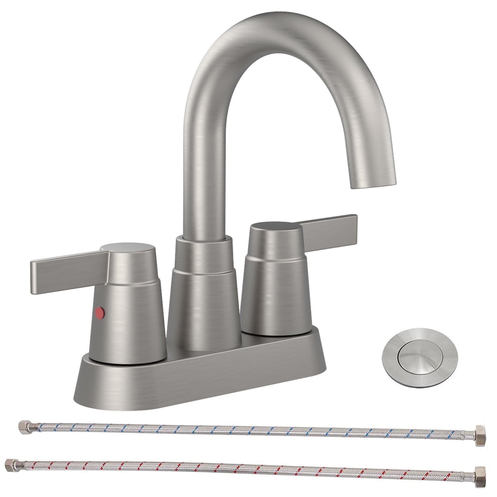 2-Handle 360 Degree High Arc Swivel Spout Centerset 3 Holes Lavatory  Bathroom Sink Faucet