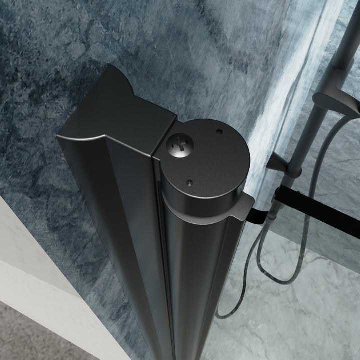 32" W x 72" H Semi-Frameless Hinged Bi-Fold Folding Shower Door in Matte Black