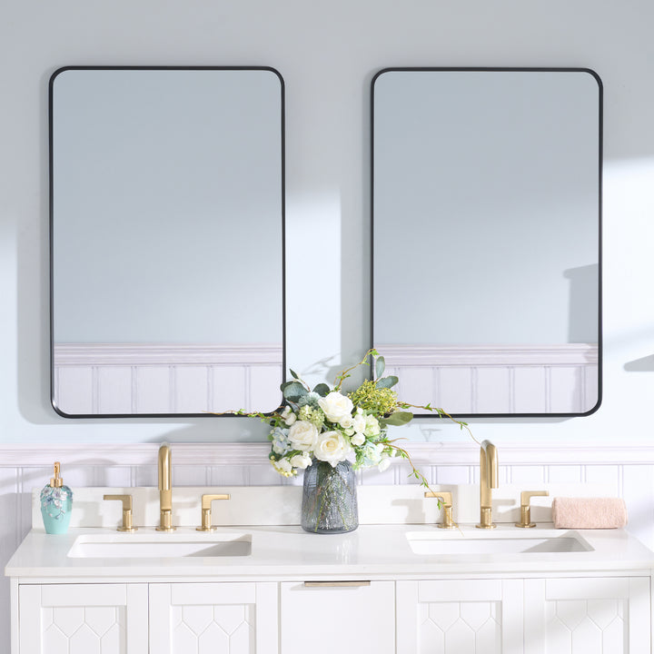 24-in W x 36-in H Black Rectangular Framed Bathroom Vanity Mirror