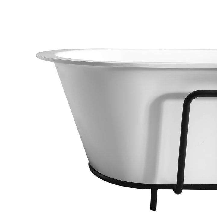 71" Freestanding Artificial Stone Solid Surface Bathtub in Matte White