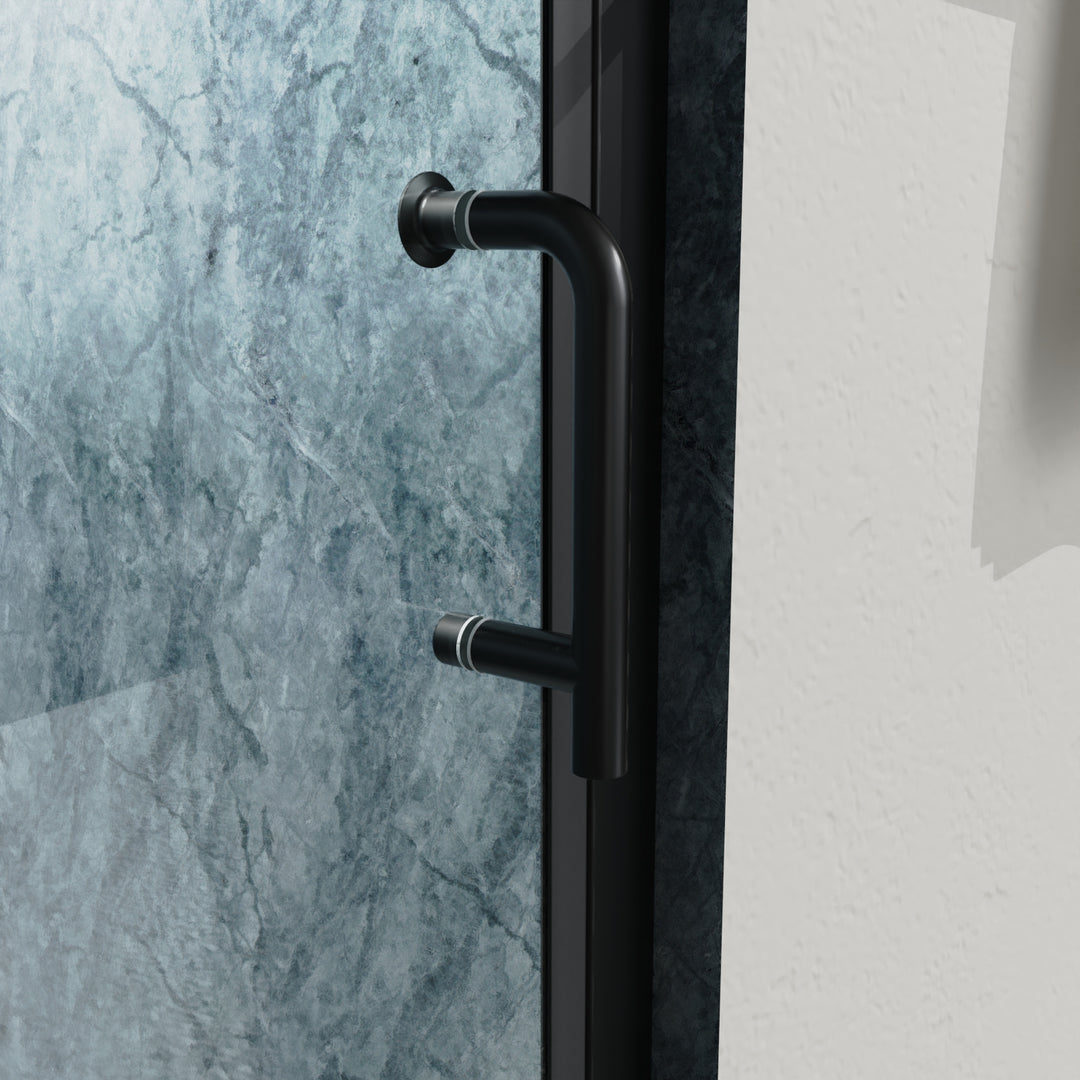 36" W x 72" H Pivot Shower Door Matte Black Frosted Glass Shower Door with Handle