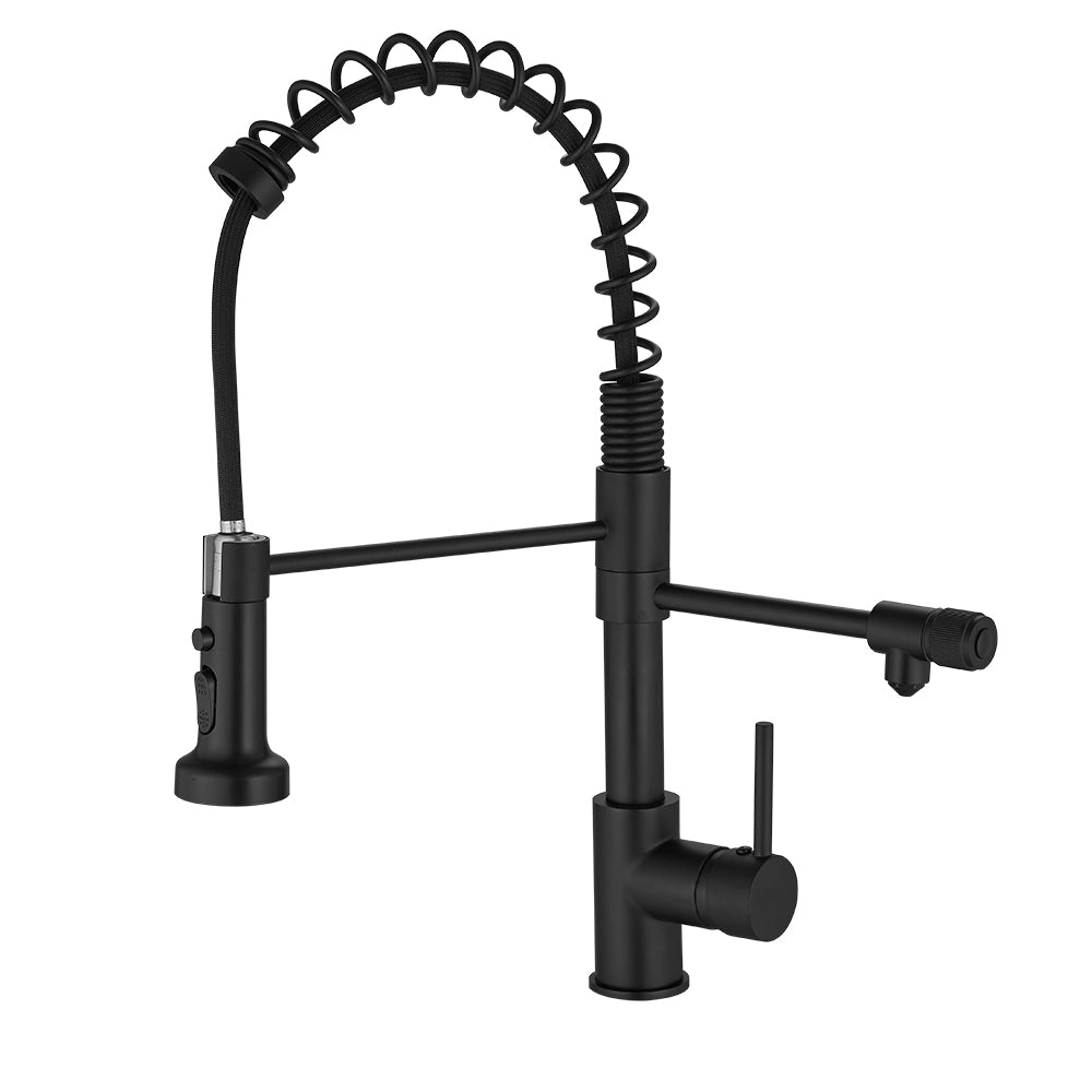 Single Handle Gooseneck Pull Down Sprayer Kitchen Faucet with Purified Water Faucet