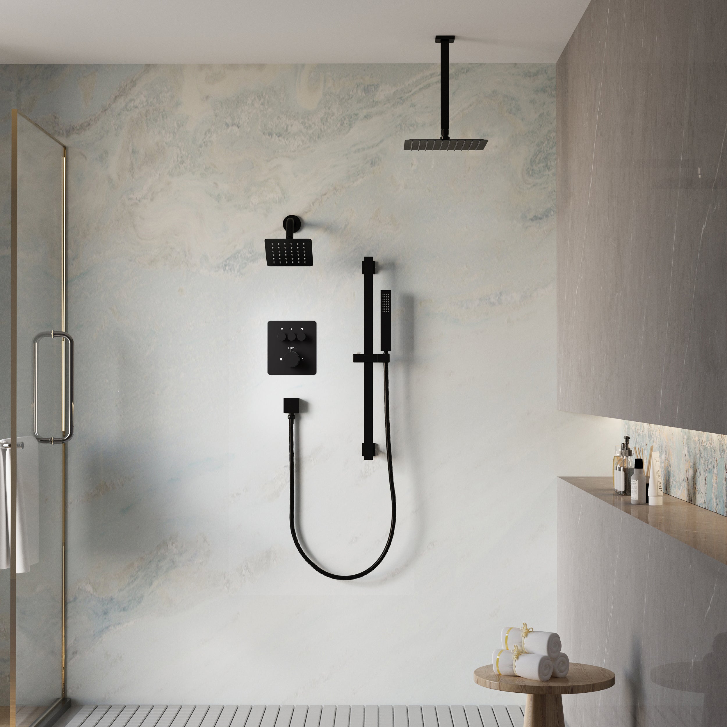 10" Shower System with Dual Mounting Options Wall-Mounted & Ceiling-Mounted, 304 SS