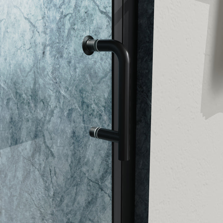 30" W x 72" H Folding Shower Door Matte Black Semi-Frameless Hinged Shower Door with Handle