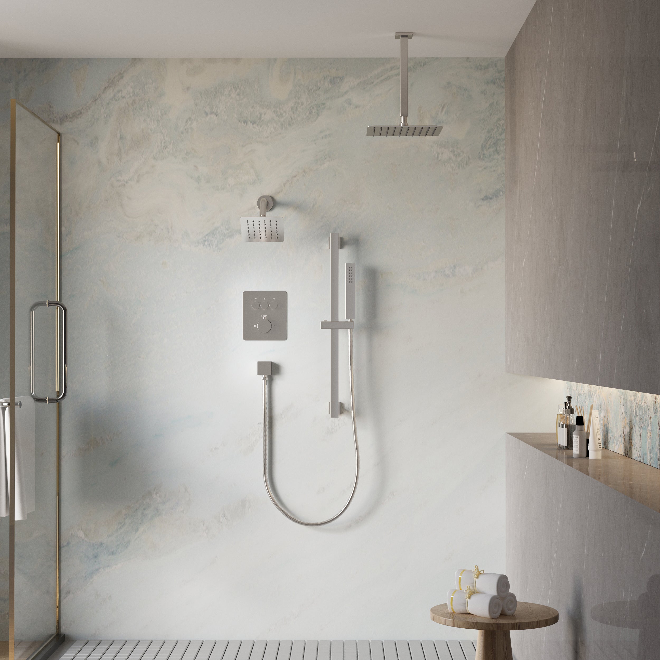 10" Shower System with Dual Mounting Options Wall-Mounted & Ceiling-Mounted, 304 SS