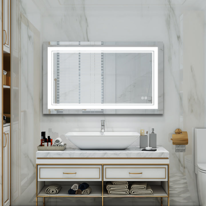 40 in. W x 24 in. H Rectangular Frameless Anti-Fog LED Light Dimmable Bathroom Vanity Mirror in Aluminum