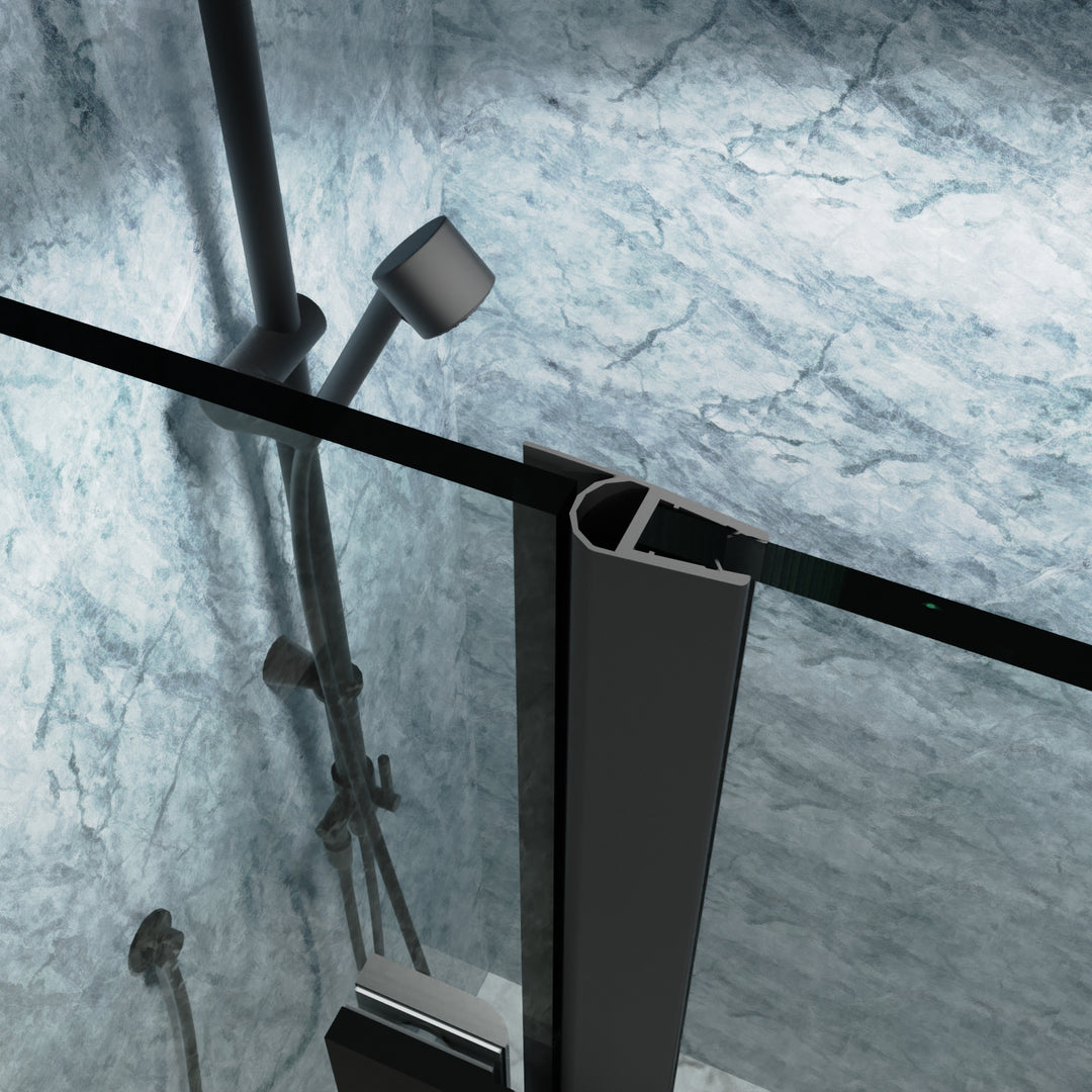 32" W x 72" H Semi-Frameless Hinged Bi-Fold Folding Shower Door in Matte Black