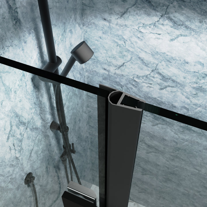 32" W x 72" H Semi-Frameless Hinged Bi-Fold Folding Shower Door in Matte Black