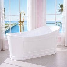 66" Glossy White Acrylic Freestanding Bathtub with Integrated Slotted Overflow