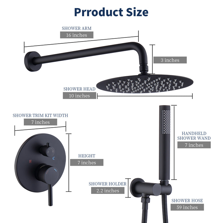 10 inch 1-Spray Patterns with 1.8 GPM Showerhead Face Wall Mount Dual Head Shower System