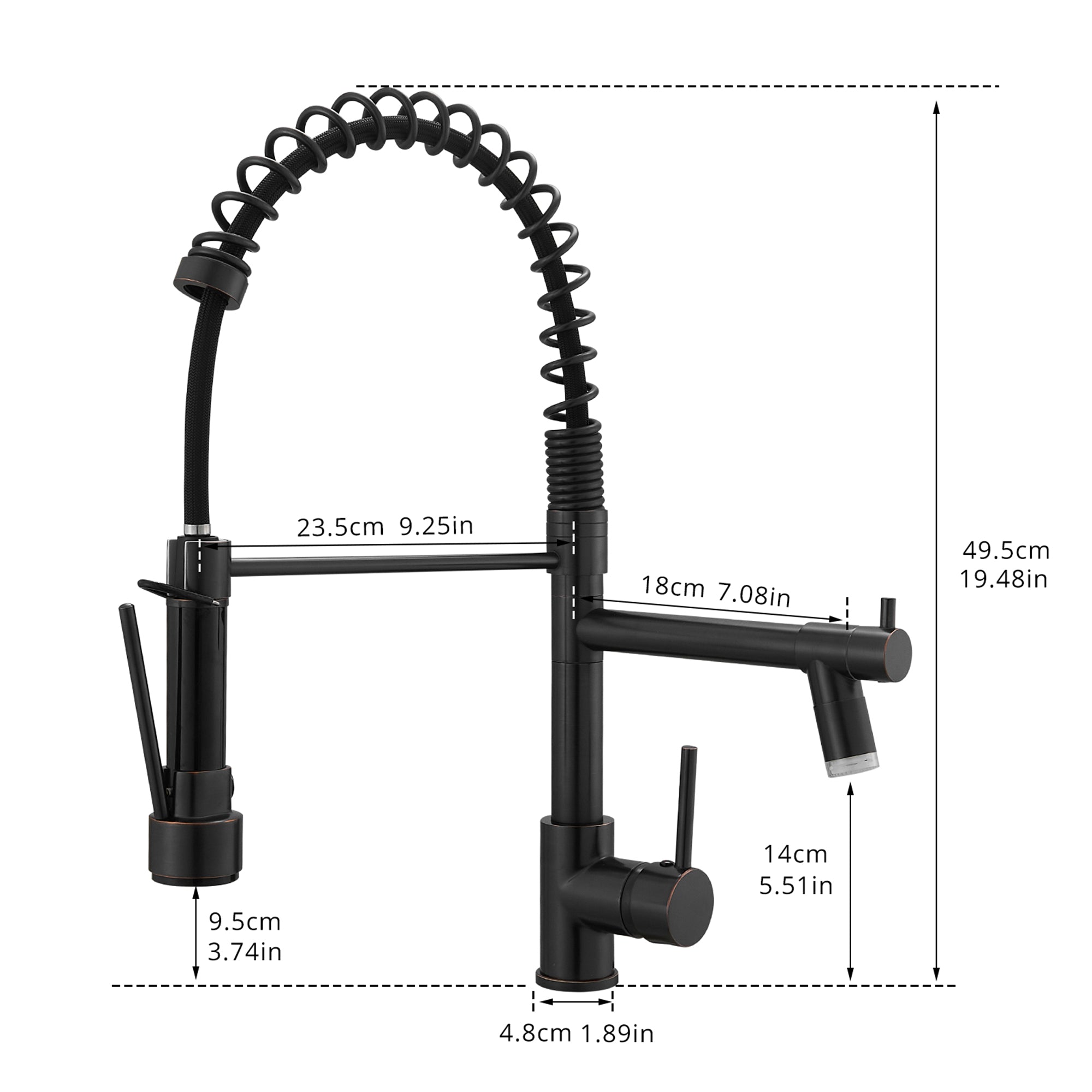 Pull Down Kitchen Faucet with Sprayer and LED Light in Oil Rubbed Bronze