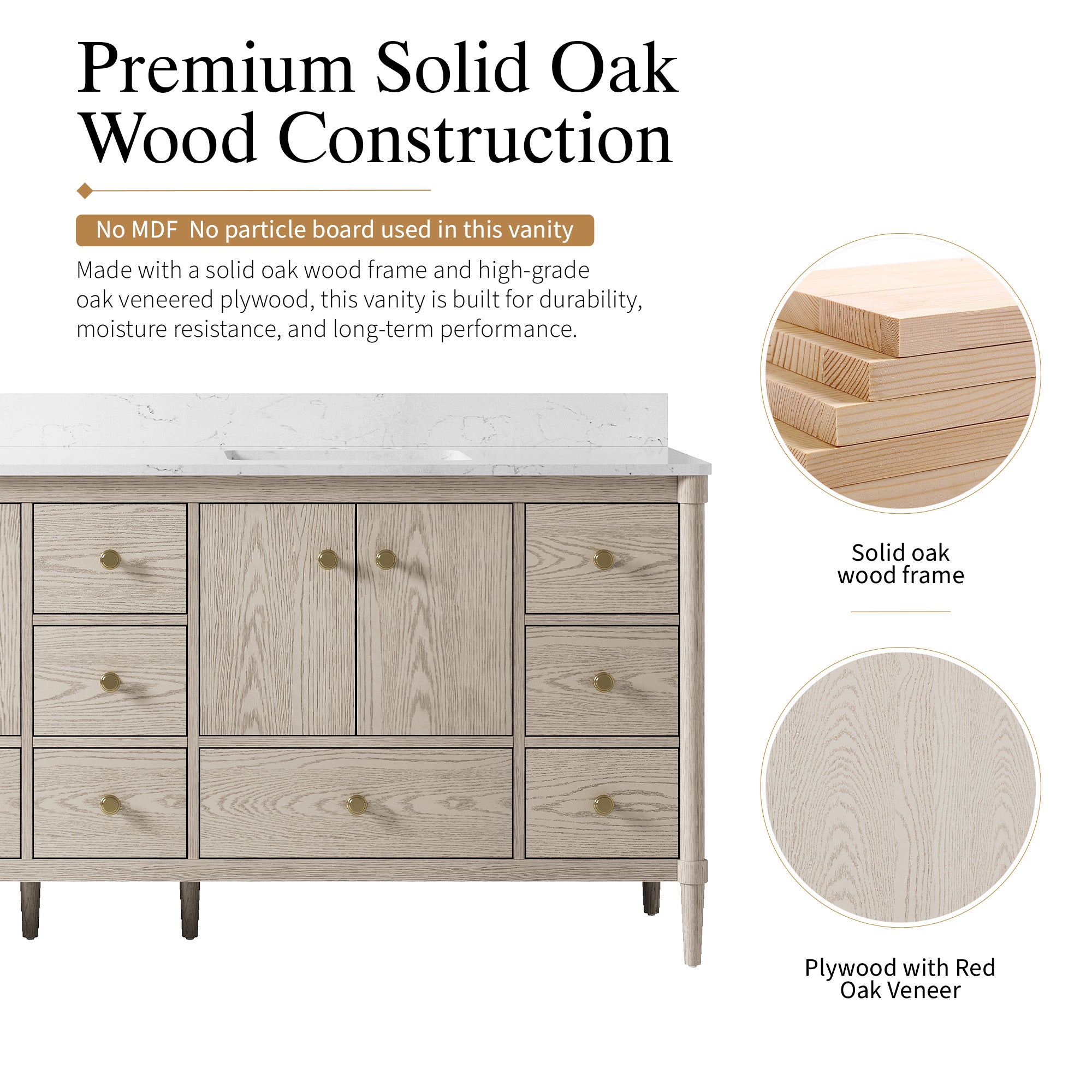 84 Inch Solid Wood Bathroom Vanity with Carrara Quartz Top, 4 Soft-Close Doors & 11 Drawers