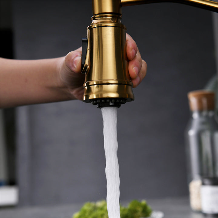 Single Handle Touchless Gooseneck Pull Down Sprayer Kitchen Faucet with Dual Function