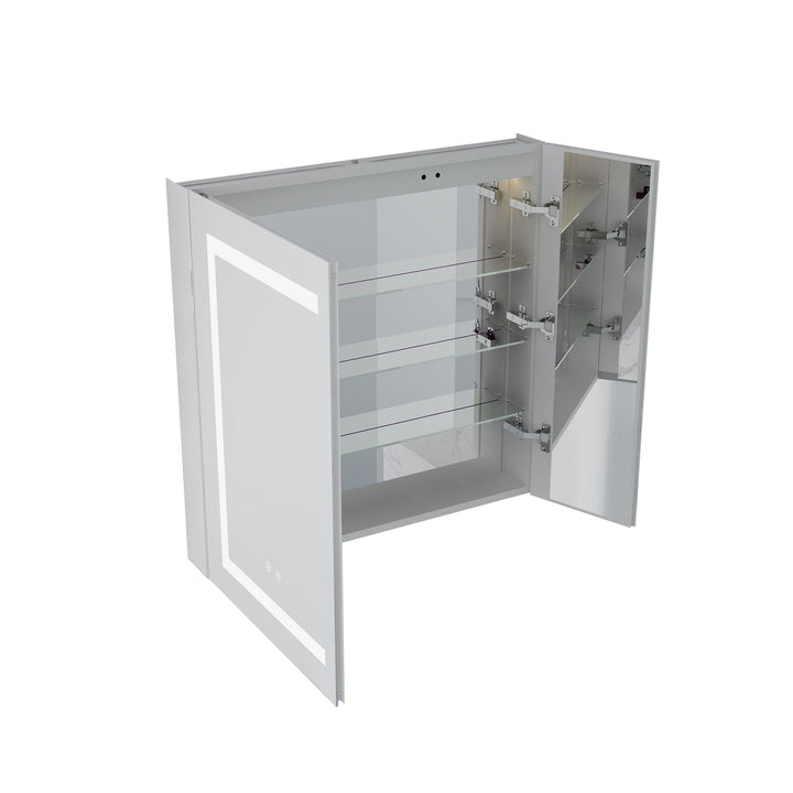 30" x 30" Lighted LED Surface/Recessed Mount Mirror Rectangle Bathroom Medicine Cabinet with Outlet