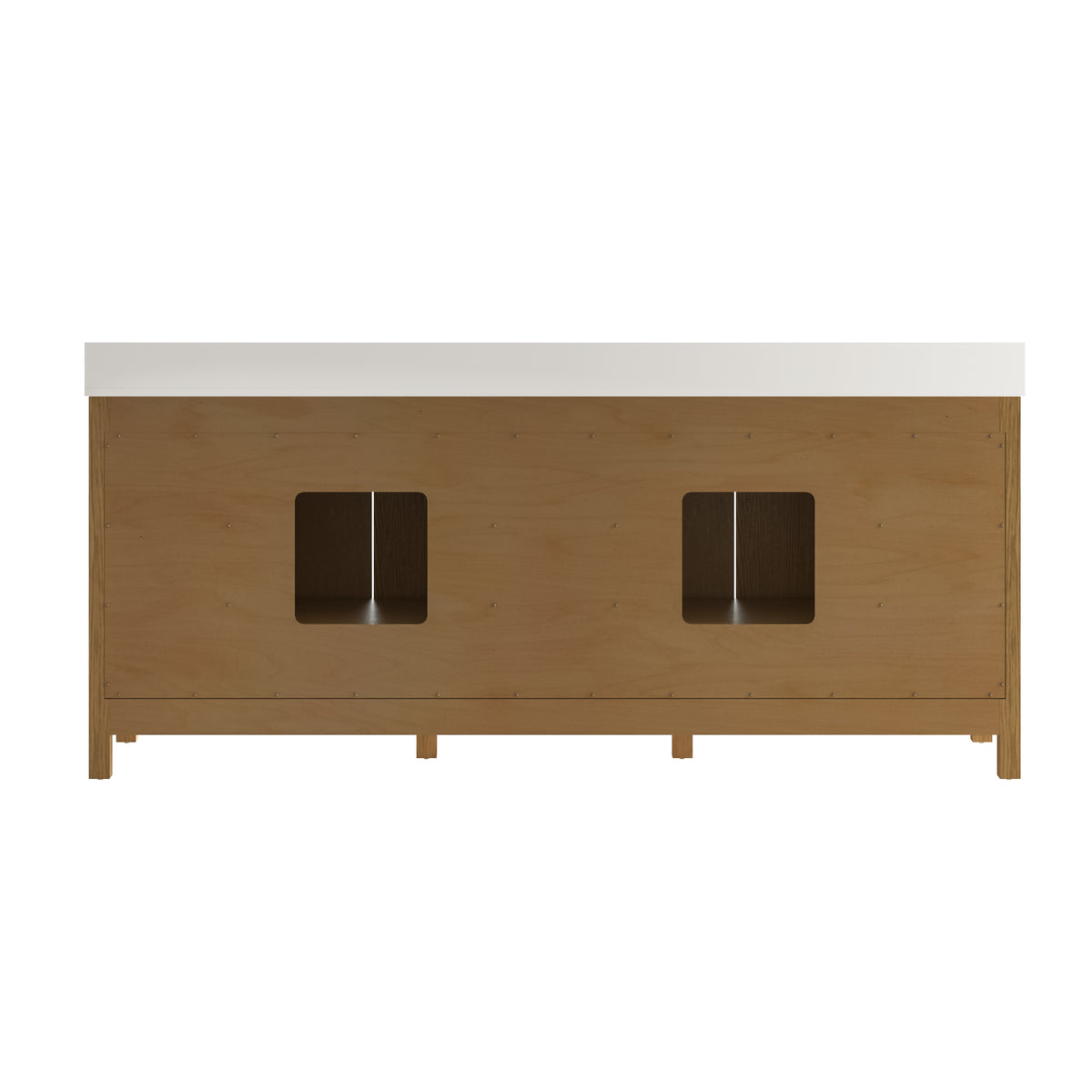 84 Inch Freestanding Solid Wood Bathroom Vanity with Pure White Quartz Countertop, 4 Soft-Close Doors & 11 Dovetail Drawers, Walnut