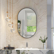 20 in. W x 32 in. H Oval Framed Wall Mount Bathroom Vanity Mirror in Matte Black