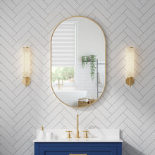 24 in. W x 40 in. H Oval Framed Wall Mount Bathroom Vanity Mirror in Brushed Gold