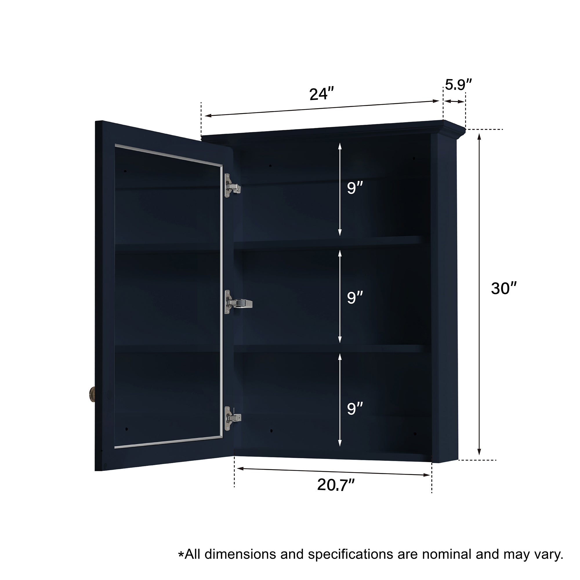 Wooden Medicine Cabinet with Mirror