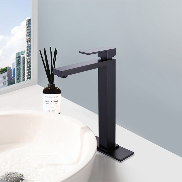 Deck Mount Bathroom Faucet 1-Handle Vessel Bathroom Sink Faucet Matte Black