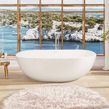 67" Stone Resin Solid Surface Matte Freestanding Bathtub White
