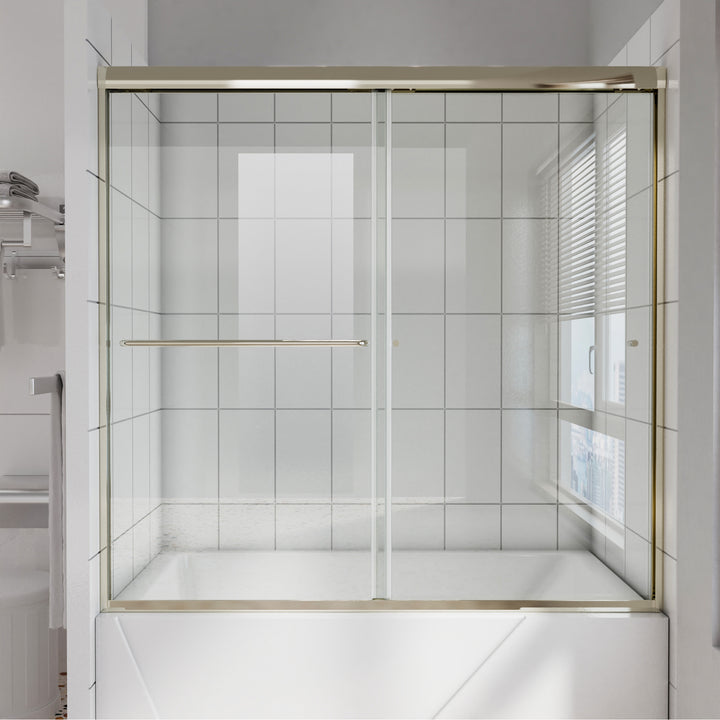 56" - 60" W x 58" H Single Sliding Frameless Tub Door with Clear Glass