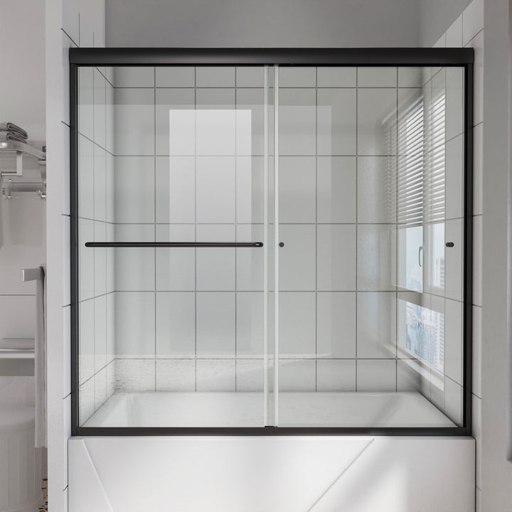 56" - 60" W x 58" H Single Sliding Frameless Tub Door with Clear Glass