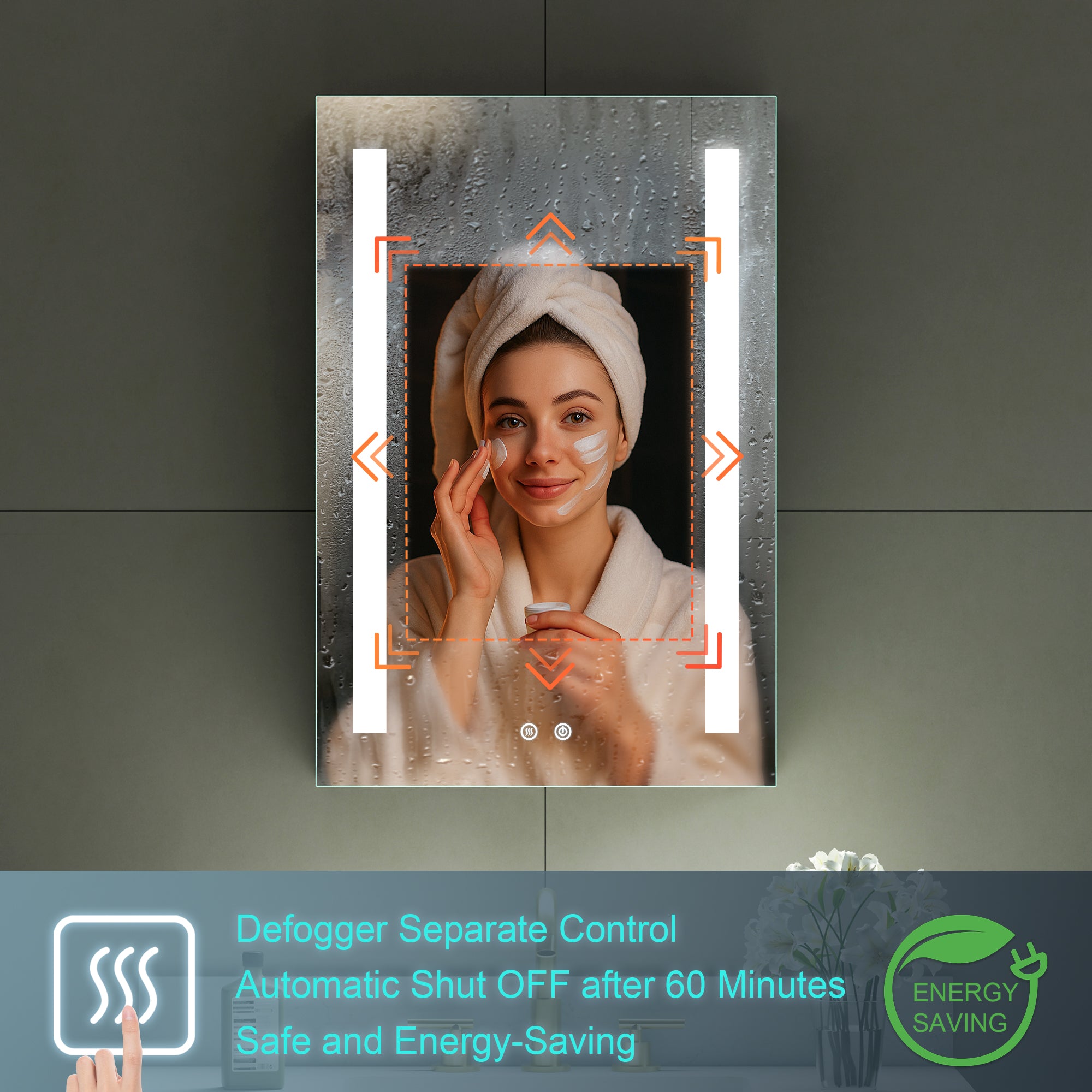 20 in. x 30 in. LED Lighted Surface/Recessed Mount Mirror Medicine Cabinet with Outlet Right Side