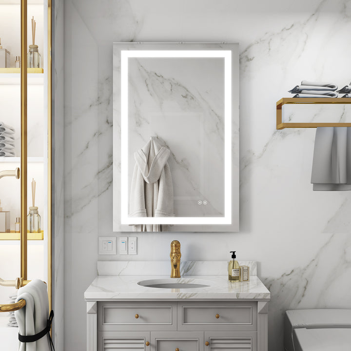 24 in. W x 36 in. H Rectangular Frameless Anti-Fog LED Light Bathroom Vanity Mirror in Aluminum