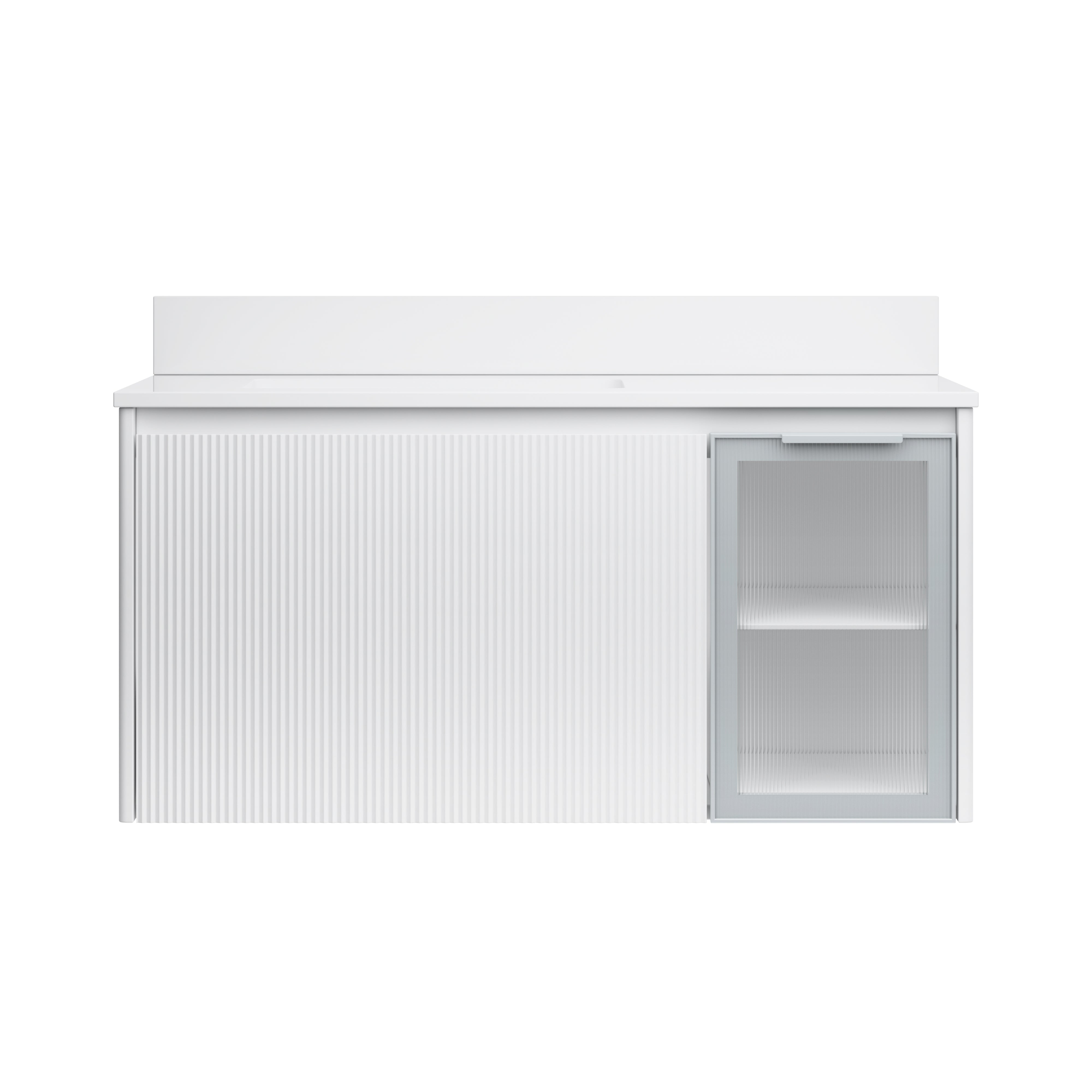 40 in. White Floating Bathroom Vanity with Carrara White Quartz Vanity Top