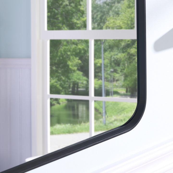30-in W x 36-in H Black Rectangular Framed Bathroom Vanity Mirror