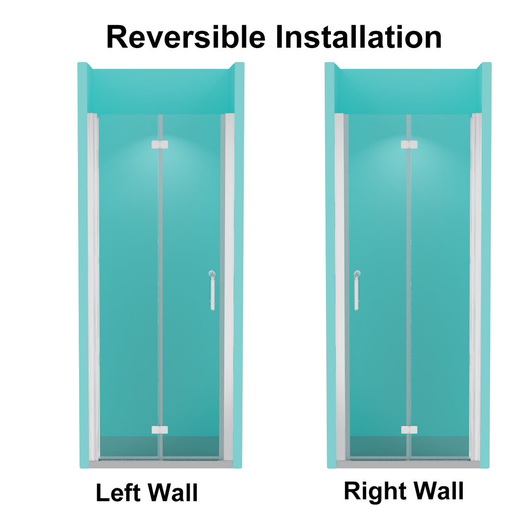 32" W x 72" H Semi-Frameless Hinged Bi-Fold Shower Door in Chrome