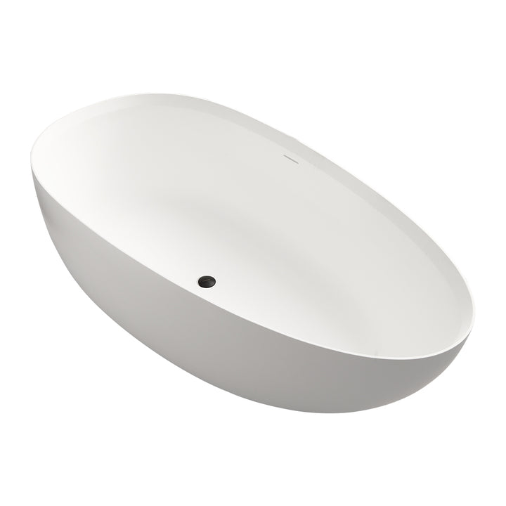 Stone Resin Solid Surface Matte Flatbottom Freestanding Bathtub in White