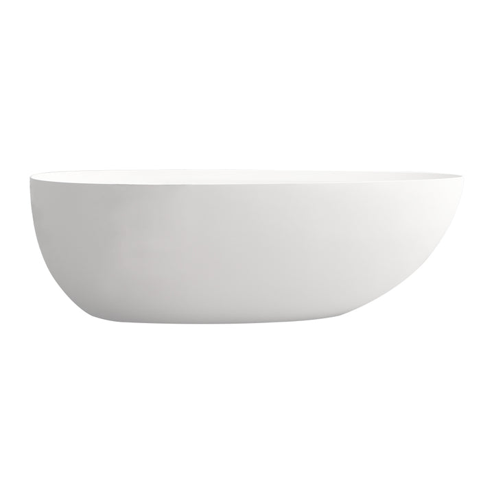 Stone Resin Solid Surface Matte Flatbottom Freestanding Bathtub in White