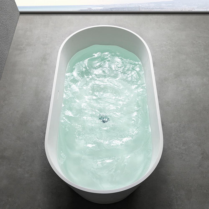 63 in. Stone Resin Solid Surface Matte Flatbottom Freestanding Bathtub in White