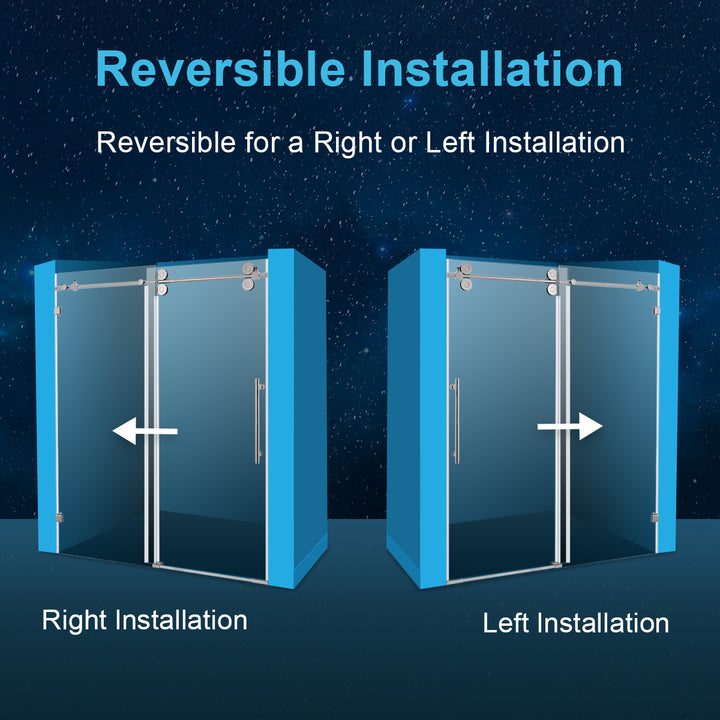 60-in W x 76-in H Double Frameless Bypass/Sliding Brushed Nickel Standard Sliding Shower Door