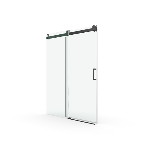 68 to 72 in. W x 76 in. H Stainless Steel Sliding Frameless Soft-Close Shower Door with Premium 3/8 Inch (10mm) Thick Tampered Glass in Matte Black