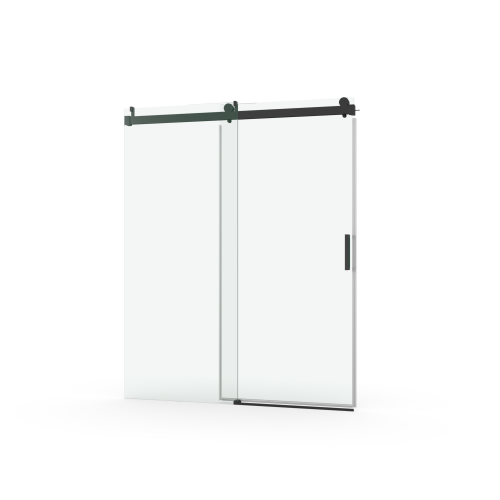 56 to 60 in. W x 76 in. H Stainless Steel Sliding Frameless Soft-Close Shower Door with Premium 3/8 Inch (10mm) Thick Tempered Glass in Matte Black
