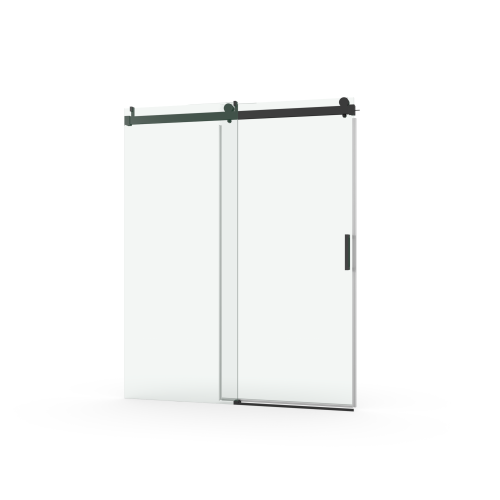 68 to 72 in. W x 76 in. H Stainless Steel Sliding Frameless Soft-Close Shower Door with Premium 3/8 Inch (10mm) Thick Tampered Glass in Matte Black