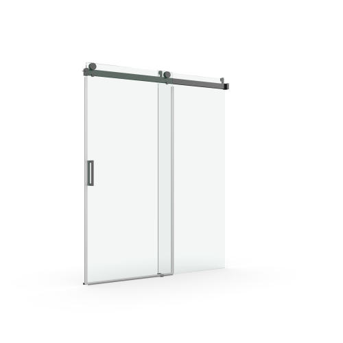 68 to 72 in. W x 76 in. H Stainless Steel Sliding Frameless Soft-Close Shower Door with Premium 3/8 Inch (10mm) Thick Tampered Glass in Matte Black