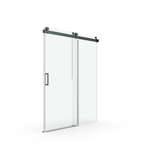 68 to 72 in. W x 76 in. H Stainless Steel Sliding Frameless Soft-Close Shower Door with Premium 3/8 Inch (10mm) Thick Tampered Glass in Matte Black