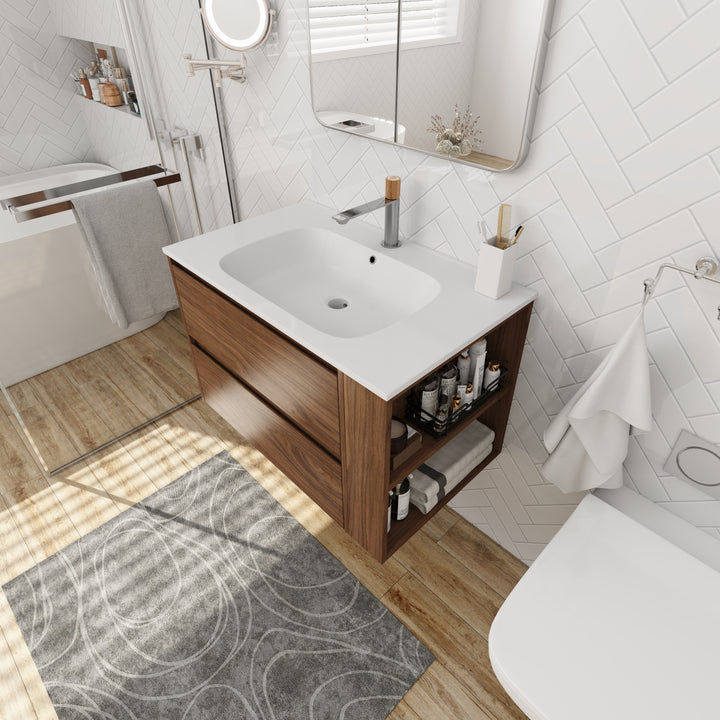 30" Wall Mounting Bathroom Vanity With Gel Sink