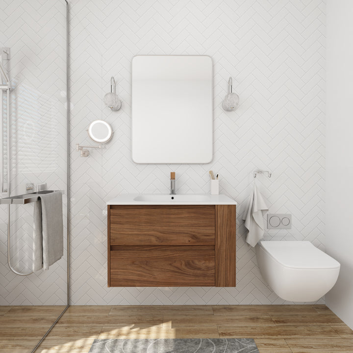 30" Wall Mounting Bathroom Vanity With Gel Sink
