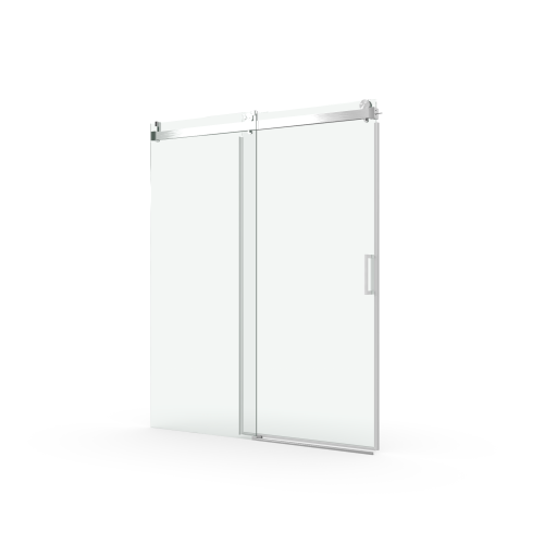 68 to 72 in. W x 76 in. H Stainless Steel Sliding Frameless Soft-Close Shower Door with Premium 3/8 Inch (10mm) Thick Tampered Glass in Brushed Nickel