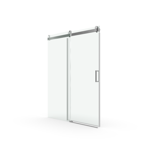 68 to 72 in. W x 76 in. H Stainless Steel Sliding Frameless Soft-Close Shower Door with Premium 3/8 Inch (10mm) Thick Tampered Glass in Brushed Nickel