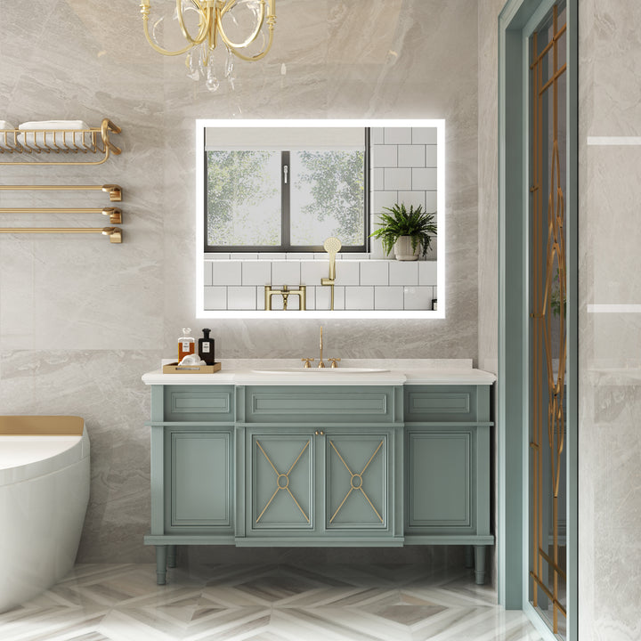 40 in. W x 32 in. H LED Lit Mirror Rectangular Fog Free Frameless Bathroom Vanity Mirror